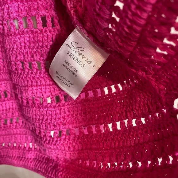 Lovers + Friends Crochet Open Back Tie Sweater pink - Picture 4 of 7